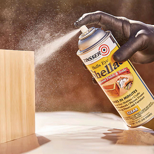 Zinsser Clear Bulls Eye Shellac Spray, Gloss Clear, 12 oz Aerosol Can, 6/Carton (408)