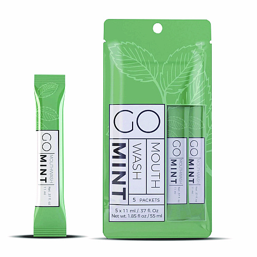 Go Mouthwash Individual Mouthwash Packets, Mint Flavor, 0.37 oz Packet, 5/Pack, 12 Packs/Box (MW05)