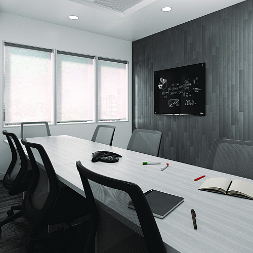 TRU RED Tempered Glass Dry Erase Board, 48" x 36", Black Surface (TR61200)