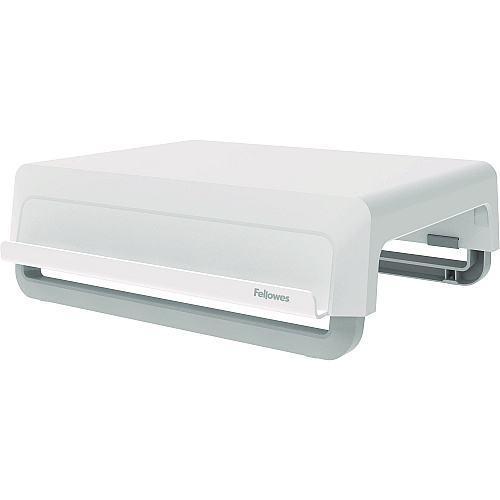 Fellowes Breyta Monitor Stand, 13.94" x 11.97" x 3.25" to 6", White, Supports 33 lbs (100098565)