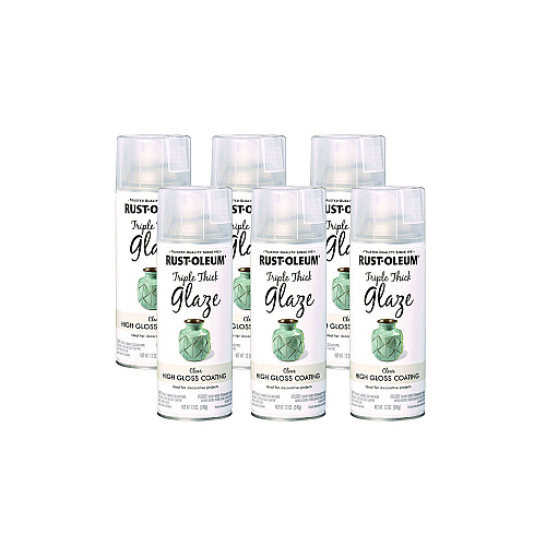 Rust-Oleum Specialty Triple Thick Glaze Spray Paint, High Gloss Clear, 12 oz Aerosol Can, 6/Carton (301416)