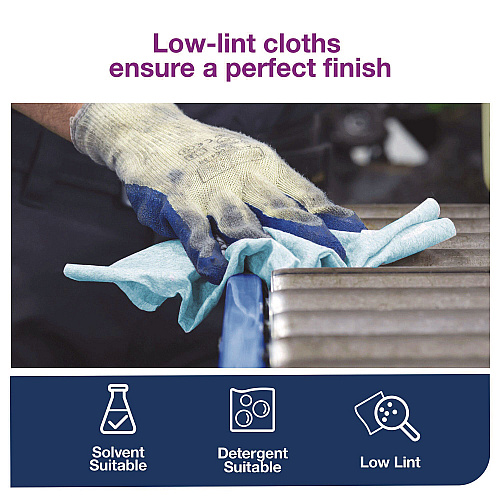 Tork Low-Lint Cleaning Cloths, 1-Ply, 15 x 15, Blue, 240 Sheets, 4 Boxes/Carton (192483)