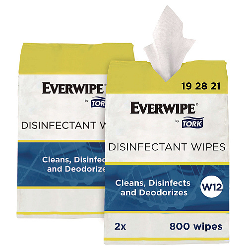 Tork Disinfectant Wipe Jumbo Rolls, 1-Ply, 8 x 6, Lemon, White, 800 Sheets, 2/Carton (192821)