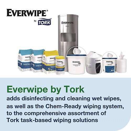 Tork Disinfectant Wipe Jumbo Rolls, 1-Ply, 8 x 6, Lemon, White, 800 Sheets, 2/Carton (192821)