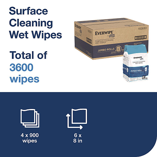 Tork Surface Cleaning Wet Wipe, 1-Ply, 6 x 6, Lemon, White, 900 Sheets, 4/Carton (192830)