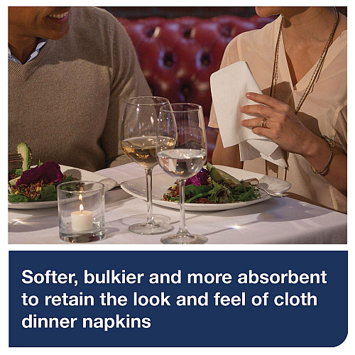Tork LinStyle Dinner Napkin, 1-Ply, 15 x 16, White, 1,000/Carton (716002)