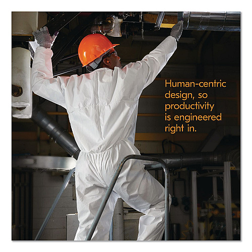 KleenGuard KGA35 Liquid and Particle Protection Coveralls, Elastic Wrist and Ankles, Large, White, 25/Carton (38927)