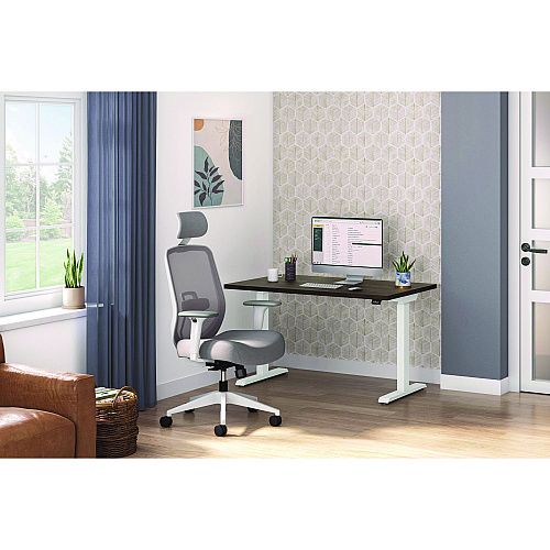 Altern Mesh Back Task Chair, 17.95 To 21.1 Seat Height, Gray Seat, Gray/white Back, White Base