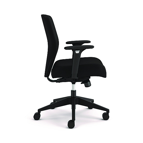 Altern Upholstered Back Task Chair, 16.5 To 19.56 Seat Height, Black Seat, Black Back, Black Base