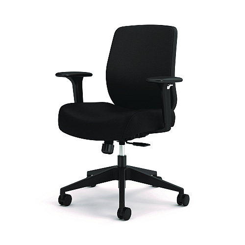 Altern Upholstered Back Task Chair, 16.5 To 19.56 Seat Height, Black Seat, Black Back, Black Base