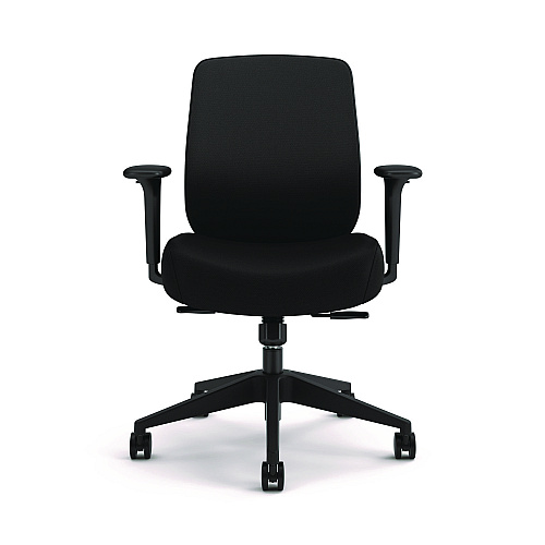Altern Upholstered Back Task Chair, 16.5 To 19.56 Seat Height, Black Seat, Black Back, Black Base