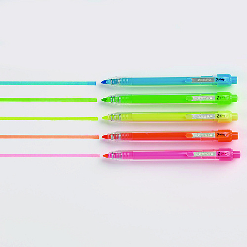 Zebra Z-Grip Retractable Highlighter Markers, Assorted Neon Ink, Chisel Tip, Assorted Neon Barrel, Dozen (71200)