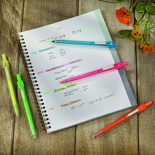 Zebra Z-Grip Retractable Highlighter Markers, Assorted Neon Ink, Chisel Tip, Assorted Neon Barrel, Dozen (71200)