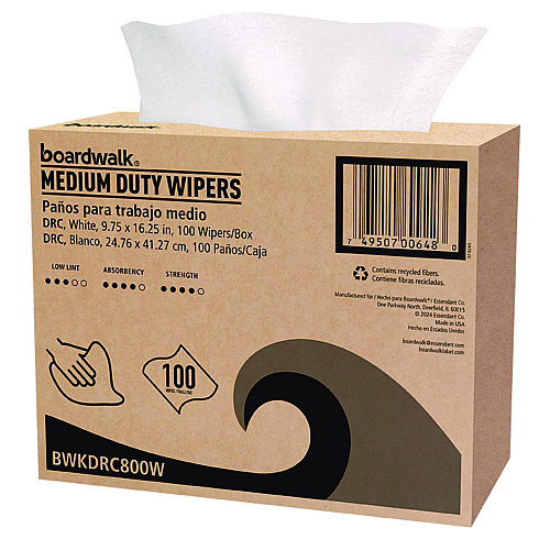 Boardwalk DRC Wipers, 1-Ply, 9.75 x 16.25, White, 100/Box, 8 Boxes/Carton (BWKDRC800W)