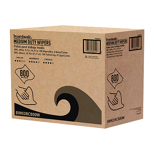 Boardwalk DRC Wipers, 1-Ply, 9.75 x 16.25, White, 100/Box, 8 Boxes/Carton (BWKDRC800W)