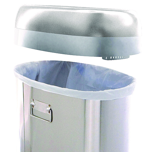 HLS Commercial Open Top Trash Can with Wheels, Oval, 13 gal, Plastic/Stainless Steel, Silver (HLS13STVM)