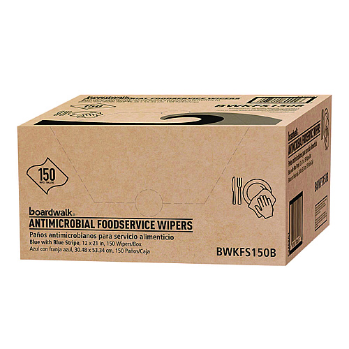Boardwalk Antimicrobial Foodservice Wipers, 1-Ply, 12 x 21, Blue, 150/Carton (BWKFS150B)