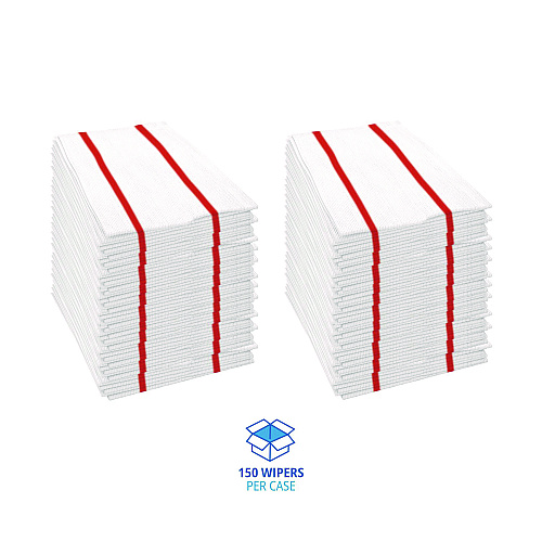 Boardwalk Antimicrobial Foodservice Wipers, 1-Ply, 12 x 21, Red/White, 150/Carton (BWKFS150W)