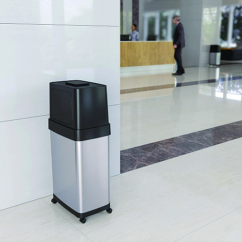 HLS Commercial Dual Push Door Trash Can, 18 gal, Stainless Steel, Silver/Black (HLS18DPO)