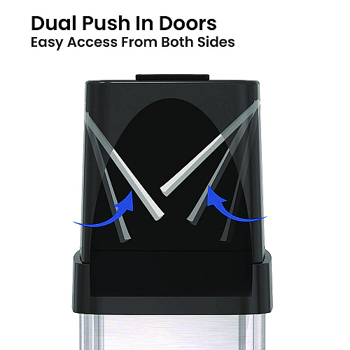 HLS Commercial Dual Push Door Trash Can, 18 gal, Stainless Steel, Silver/Black (HLS18DPO)