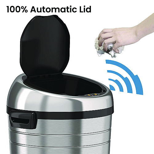 HLS Commercial Extra-Large Sensor Trash Can with Wheels, 18 gal, Plastic/Stainless Steel (HLS18RC)