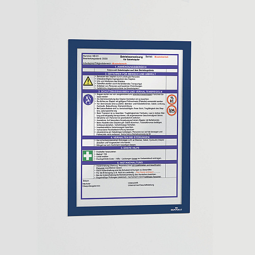 Durable Infoframe DURAFRAME Self Adhesive Double Sided Sign Holder, 9.5 x 12, Dark Blue Frame, 2/Pack (476807)
