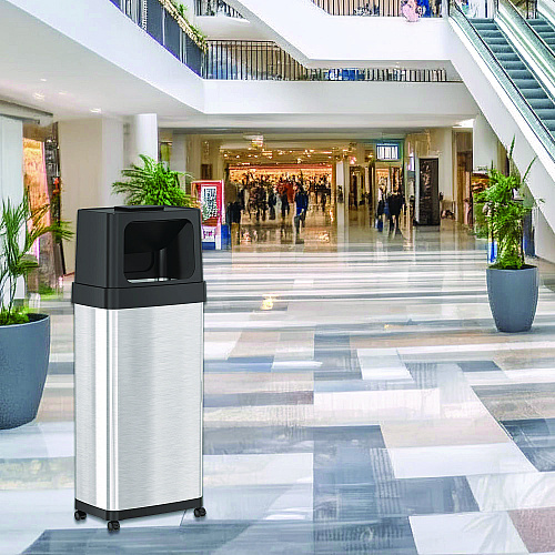 HLS Commercial Dual Push Door Trash Can, 24 gal, Stainless Steel, Silver/Black (HLS24DPO)