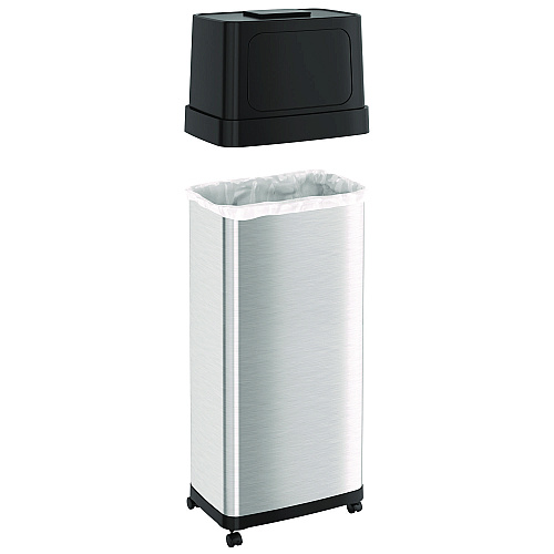 HLS Commercial Dual Push Door Trash Can, 24 gal, Stainless Steel, Silver/Black (HLS24DPO)