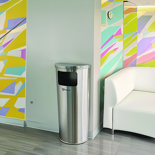 HLS Commercial Side-Entry Trash Can with Wall Mount, 9 gal, Stainless Steel, Silver (HLSC01G09A)