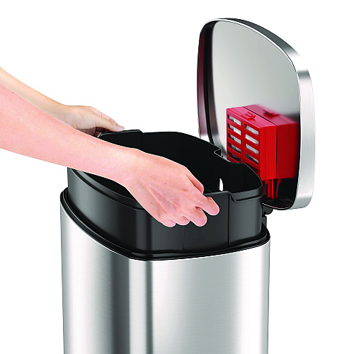 HLS Commercial Step Pedal Trash Can, 13 gal, Plastic/Stainless Steel, Silver (HLSS13R)