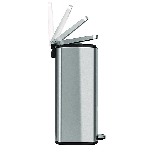 HLS Commercial Step Pedal Trash Can, 13 gal, Plastic/Stainless Steel, Silver (HLSS13R)