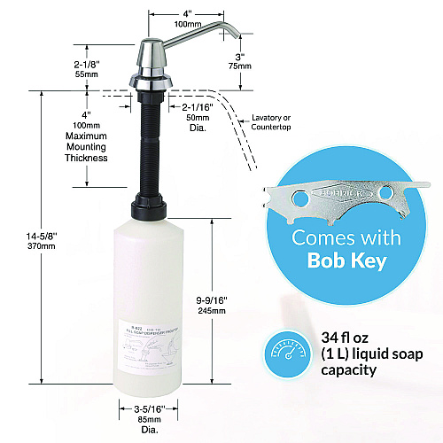 Bobrick Bottle Cap for B-22 Soap Dispenser, Black (82294)