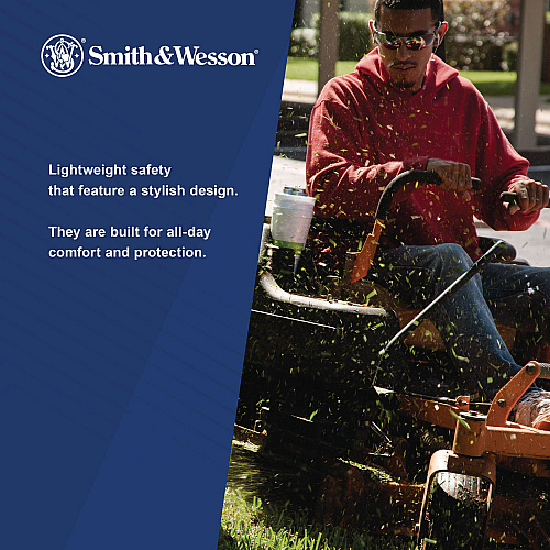 Smith & Wesson Code 4 Safety Glasses, Black Half Frame, Smoke Dual Lens, 12/Box (19836)