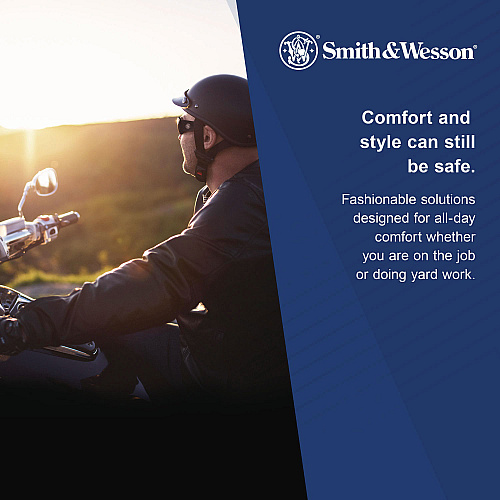 Smith & Wesson Code 4 Safety Glasses, Black Half Frame, Smoke Dual Lens, 12/Box (19836)