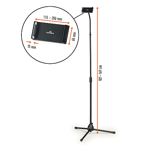 Durable TWIST Black Floor Stand for Tablet, Black (894201)