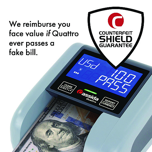Cassida Quattro Counterfeit Detector, Infrared; Magnetic Strip Detection; Magnetic Thread Security; UV Light, U.S. Currency
