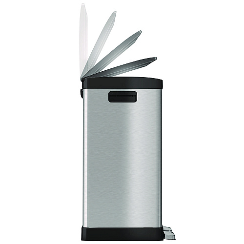 HLS Commercial Step Pedal Trash Can and Recycle Bin, 16 gal, Plastic/Stainless Steel, Silver (HLSS16R)
