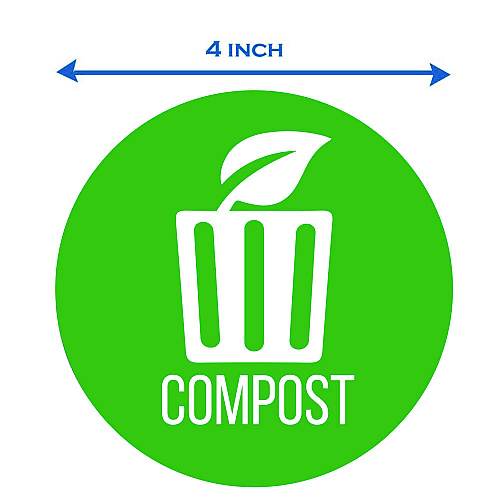 HLS Commercial Vinyl Decals, Compost, 4" Diameter, Green/White, 3/Pack (HLSKERCCOMP3)
