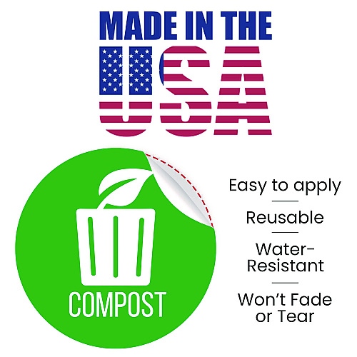 HLS Commercial Vinyl Decals, Compost, 4" Diameter, Green/White, 3/Pack (HLSKERCCOMP3)