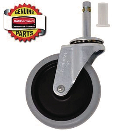 Rubbermaid Commercial 4" Swivel Stem Caster with Insert for Janitor Cart 2000, Grip Ring Stem, Black/Gray/Silver (6173L1)