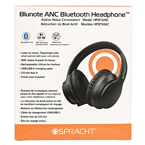 Spracht Blunote ANC Bluetooth Headphone, Black (HPBTANC)