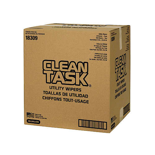 Sellars Absorbent Materials Clean Task Utility Wipers, 1-Ply, 9 x 10.25, White, 250 Sheets/Box, 24 Boxes/Carton (18309)