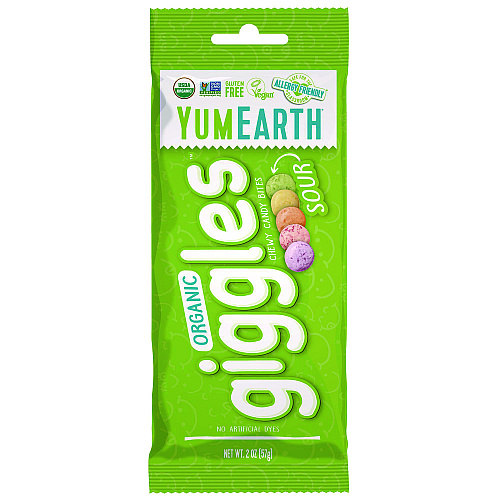 YumEarth Organic Sour Giggles, Assorted Flavors, 2 oz Bag, 12/Carton (22002290)