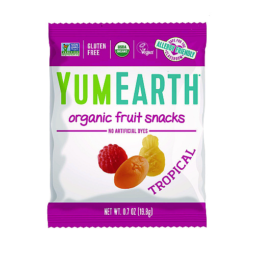 YumEarth Organic Tropical Fruit Pack Snacks, Assorted Flavors, 0.7 oz Bag, 35/Carton (22002294)
