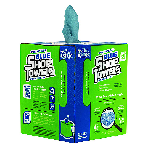 Sellars Absorbent Materials TOOLBOX Blue Shop Towels, 1-Ply, 10 x 12, Blue, 200 Sheets/Box, 4 Boxes/Carton (55202)