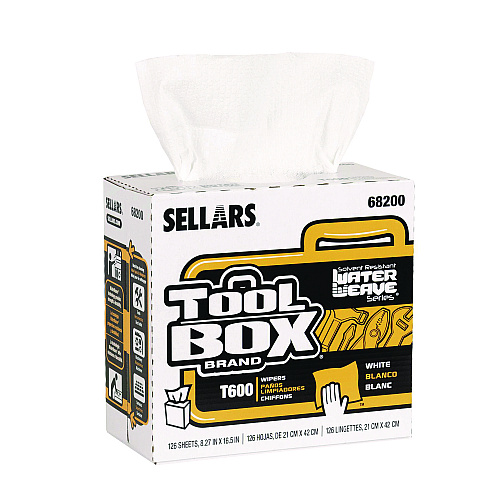 Sellars Absorbent Materials TOOLBOX WaterWeave T600 Wipers, 1-Ply, 8.27 x, 16.5, White, 126 Sheets/Box, 10 Boxes/Carton (68200)