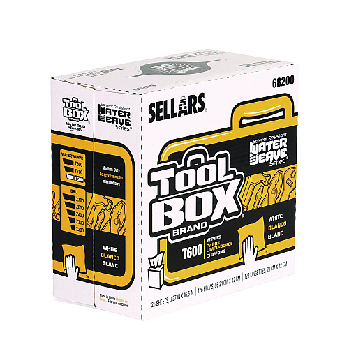 Sellars Absorbent Materials TOOLBOX WaterWeave T600 Wipers, 1-Ply, 8.27 x, 16.5, White, 126 Sheets/Box, 10 Boxes/Carton (68200)