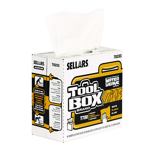 Sellars Absorbent Materials TOOLBOX WaterWeave T700 Wipers, 1-Ply, 8.27 x 16.5, White, 100 Sheets/Box, 8 Boxes/Carton (78200)