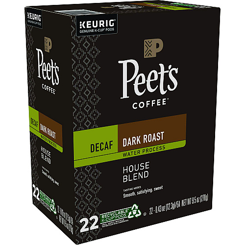 Peet's Coffee & Tea House Blend Decaf K-Cups, 22/Box (6544)