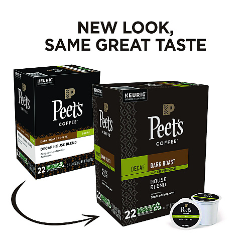 Peet's Coffee & Tea House Blend Decaf K-Cups, 22/Box (6544)